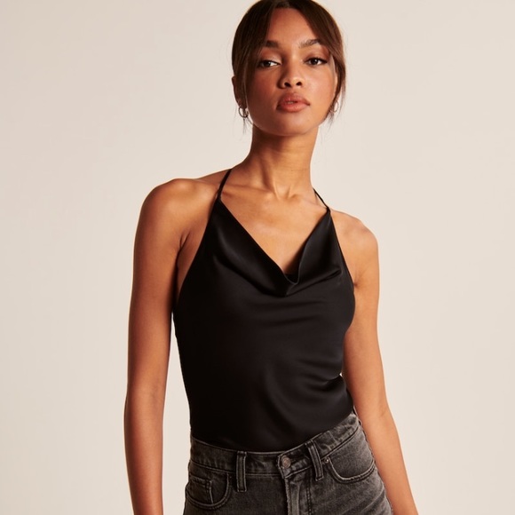 Abercrombie & Fitch Tops - NWT Satin Cowlneck T-Strap Back Bodysuit